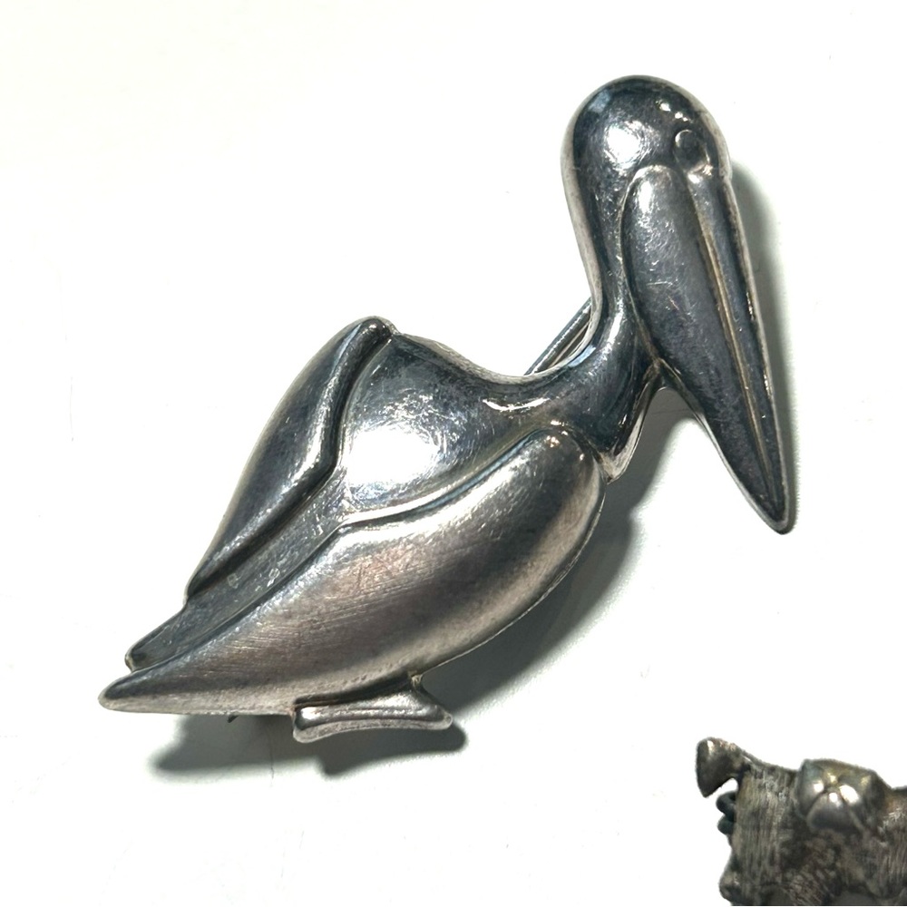 Lot 3 Vtg Sterling Silver 925 Animal Pin brooches Lobster Bird Pelican Alpaca - Picture 3 of 5